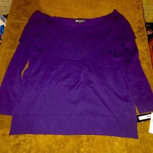 I.N. Studio Cowl Neck Sweater Purple Sz 1X NWT